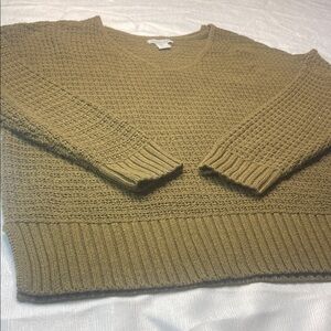 Rachel Zoe Olive Green Textured V-Neck Sweater
